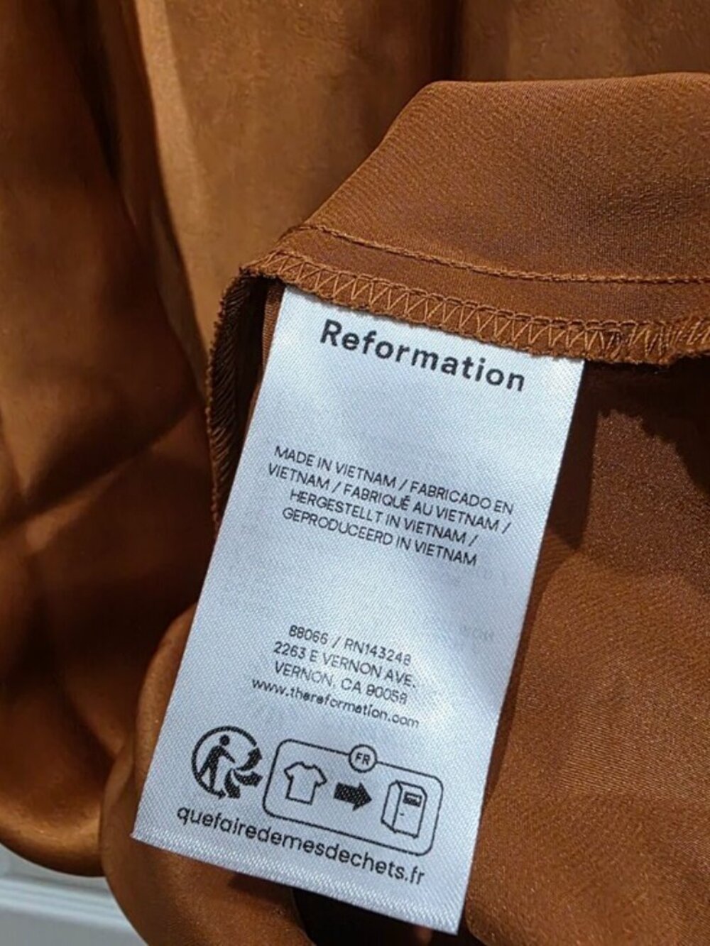 NWT Reformation Daniela Copper Silk Dress - Picture 8 of 9